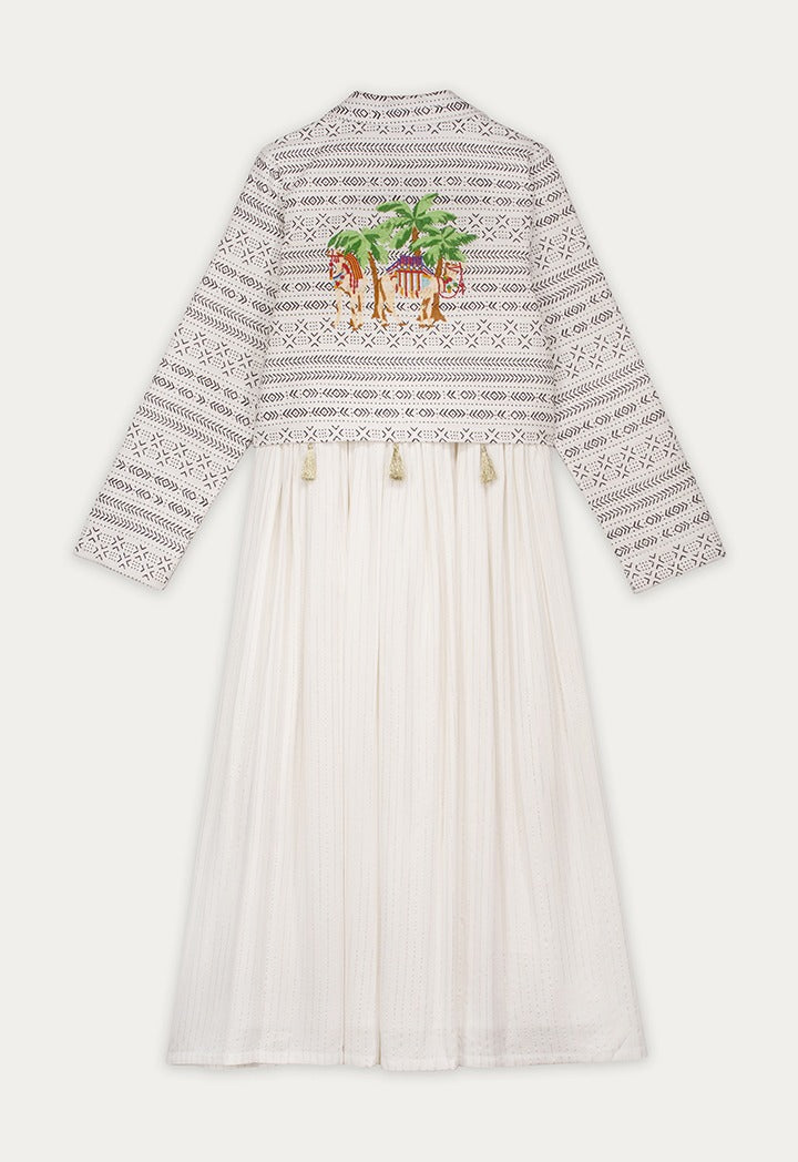 Cropped Jacket And Lurex Striped Dress Set (2Pcs)  Off White