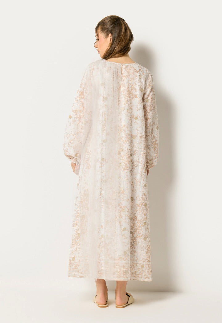 Shimmer Dot Layered Dress Beige