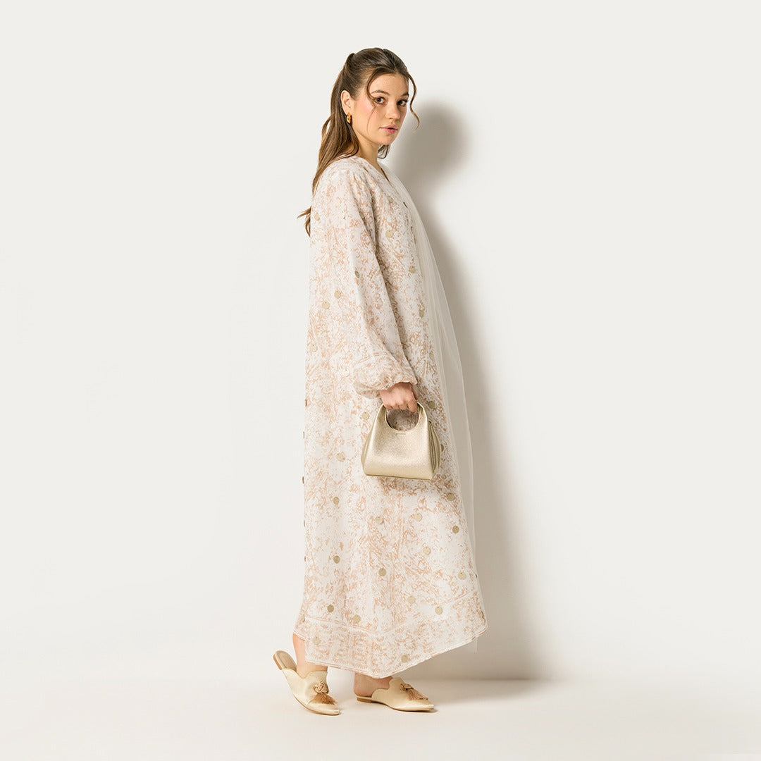 Shimmer Dot Layered Dress Beige