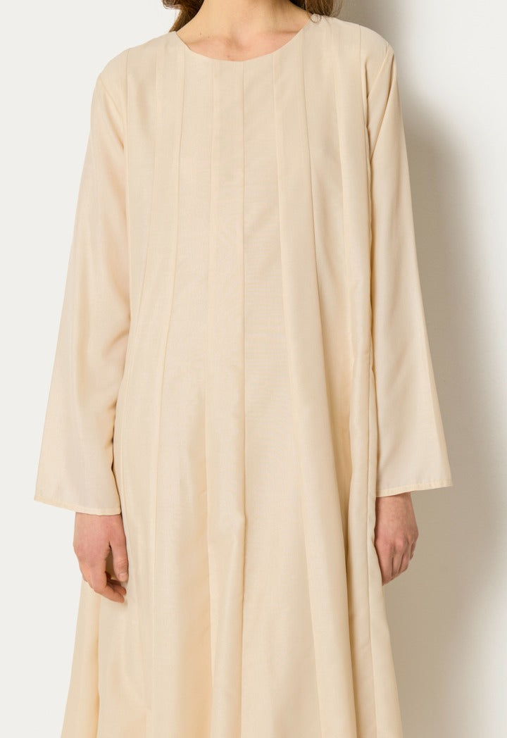 Solid Flared Dress With Necklace Off White