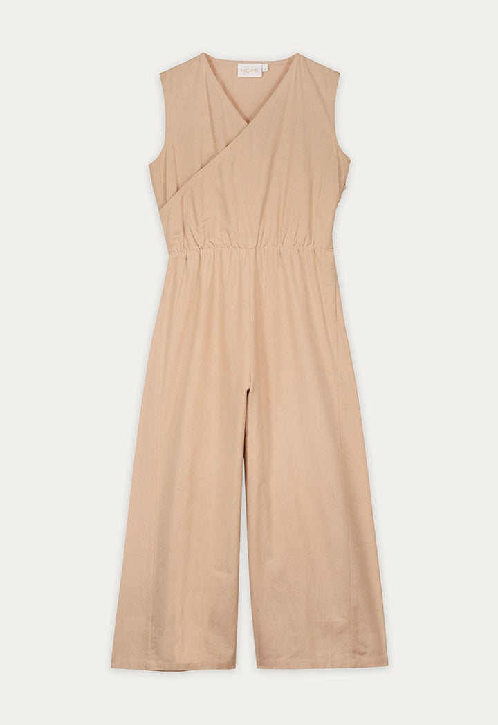 Embroidered Abaya And Jumpsuit Set ( 2Pcs) Beige