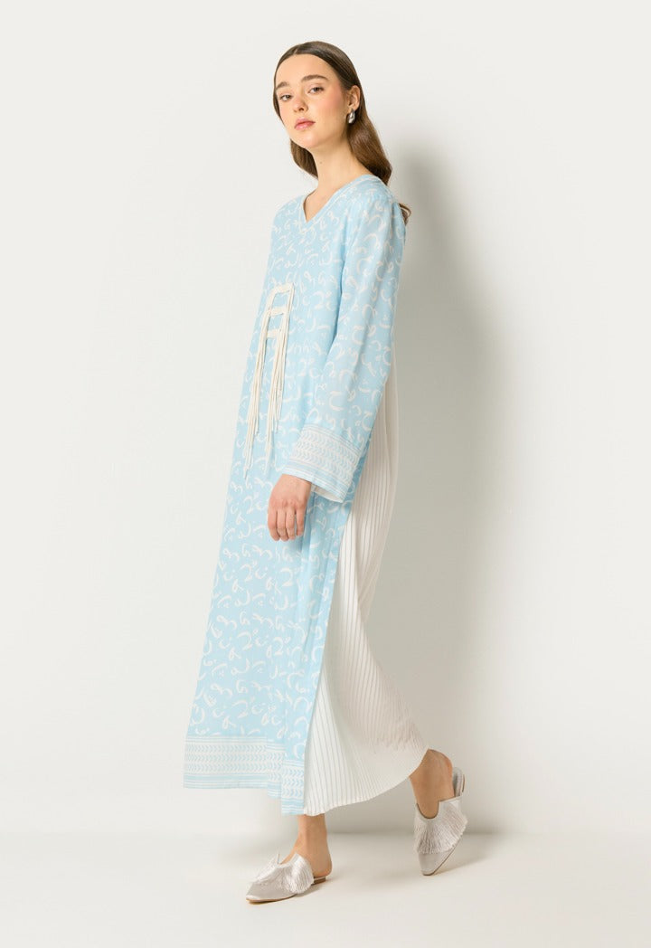 Arabic Letter Printed Dress Blue