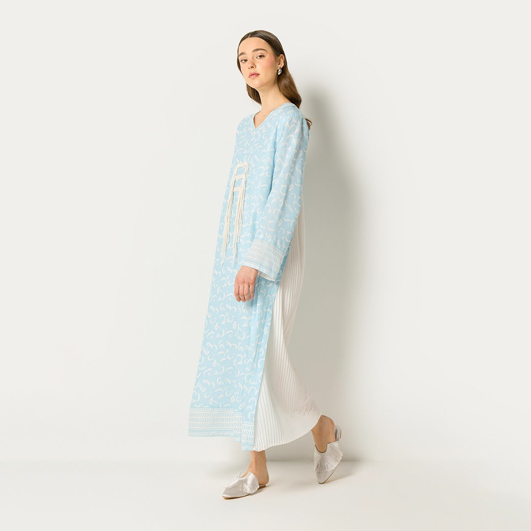 Arabic Letter Printed Dress Blue