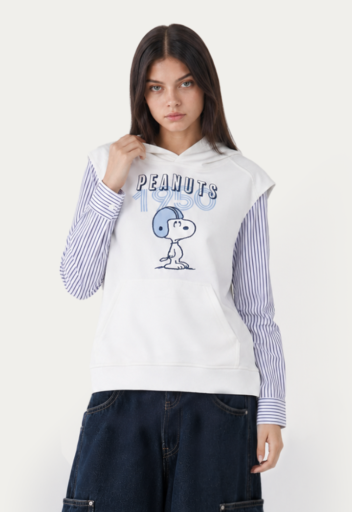 Snoopy Sweatshirt with Shirt Detail
