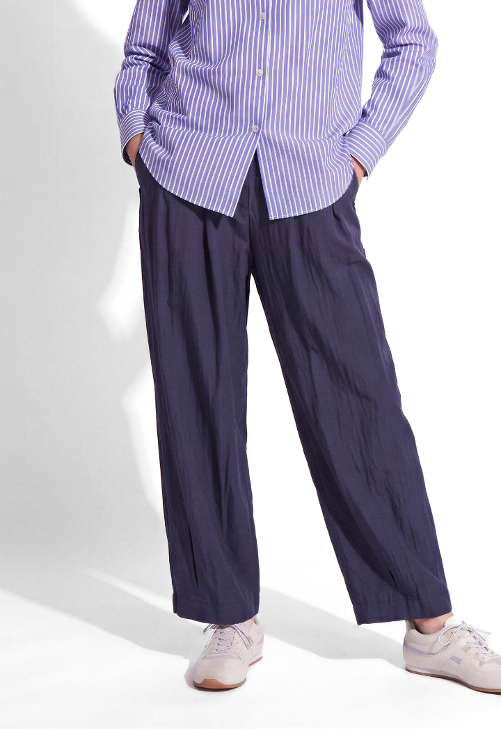 Elastic High Waist Barrel Leg Trouser